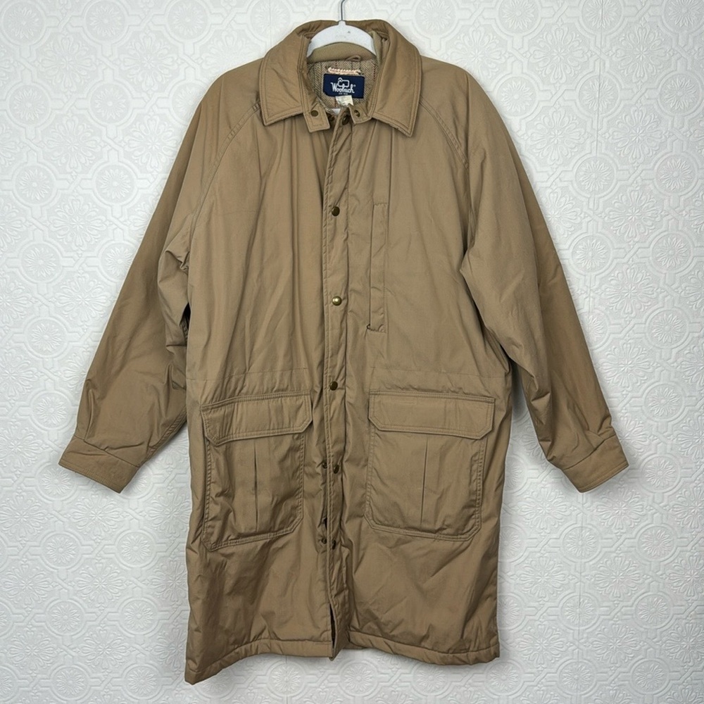 Woolrich 70s Vintage Chore Puffer Coat‎ Longline Tan Warm Wool Lined Winter